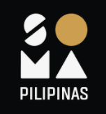 square black logo that reads SOMA Pilipinas in white block style letters with the O in gold